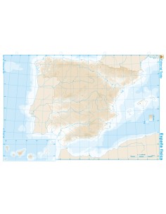 Mapa mudo b n din a4 espana fisico