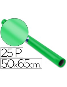 Papel charol verde rollo 25 hojas de 50x65 cm
