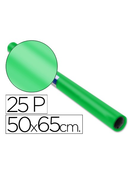 Papel charol verde rollo 25 hojas de 50x65 cm