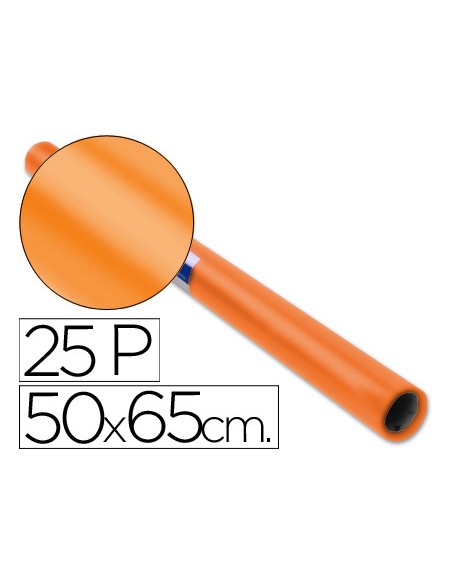 Papel charol naranja rollo 25 hojas de 50x65 cm