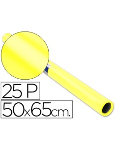 Papel charol amarillo rollo 25 hojas de 50x65 cm