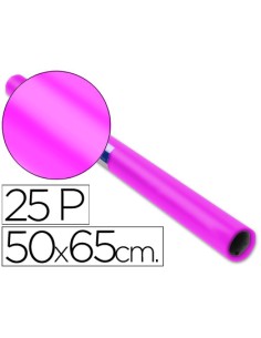 Papel charol rosa fuerte rollo 25 hojas de 50x65 cm
