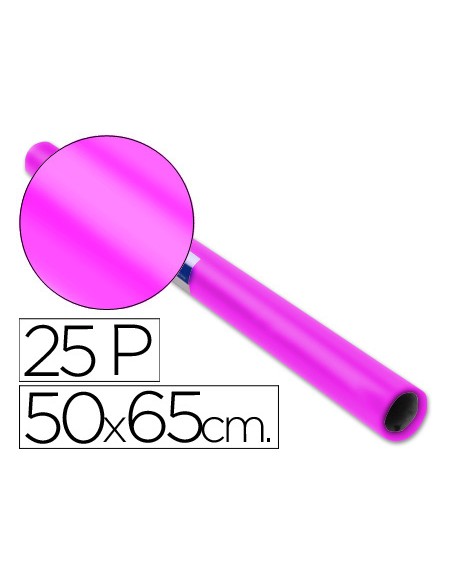 Papel charol rosa fuerte rollo 25 hojas de 50x65 cm