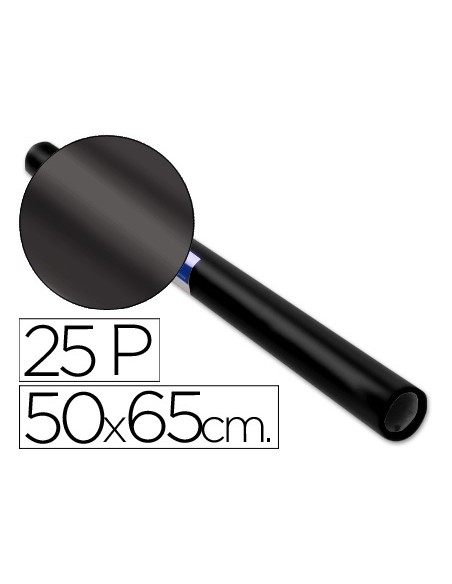 Papel charol negro rollo 25 hojas de 50x65 cm