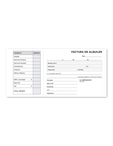 Talonario liderpapel inquilinato 3 fº original y copia t207 con codiciones e iva