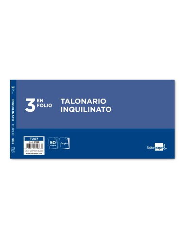 Talonario liderpapel inquilinato 3 fº original y copia t207 con codiciones e iva