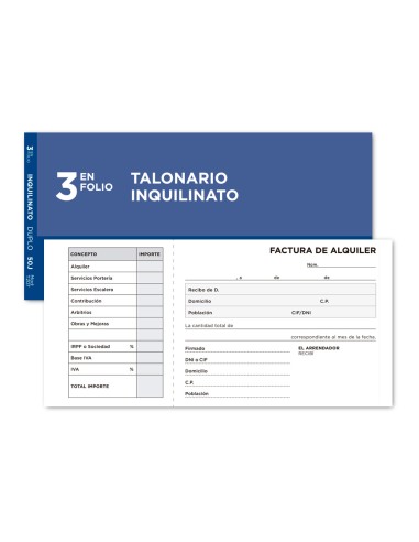 Talonario liderpapel inquilinato 3 fº original y copia t207 con codiciones e iva