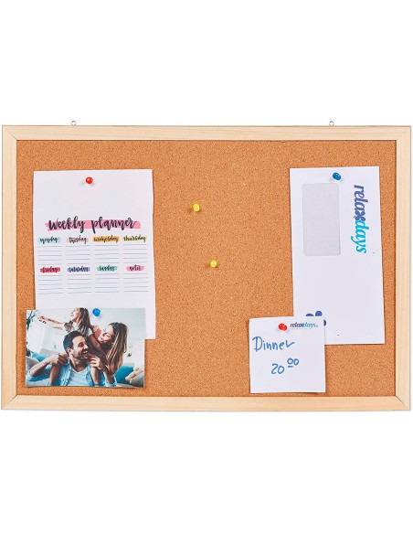 Pizarra corcho q connect 60x40 cm marco de madera