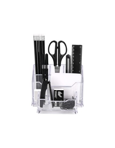 Organizador liderpapel transparente con accesorios