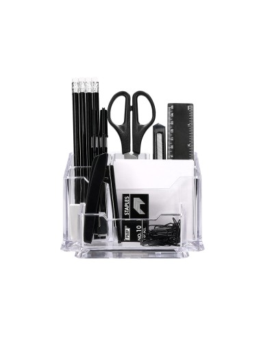 Organizador liderpapel transparente con accesorios