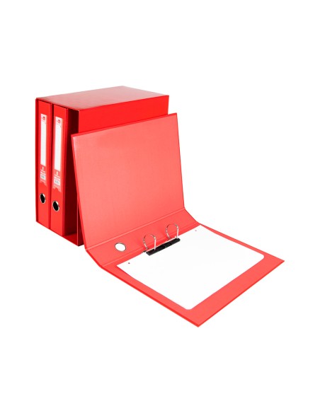 Modulo liderpapel 3 archivadores folio 2 anillas mixtas 40mm rojo