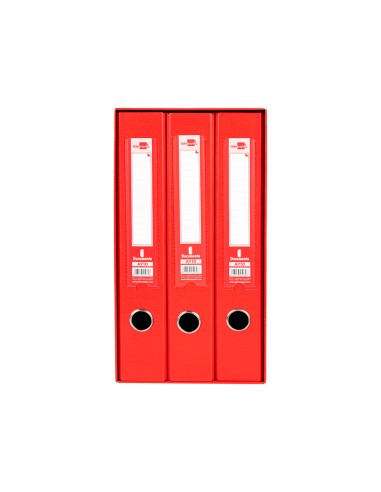 Modulo liderpapel 3 archivadores folio 2 anillas mixtas 40mm rojo