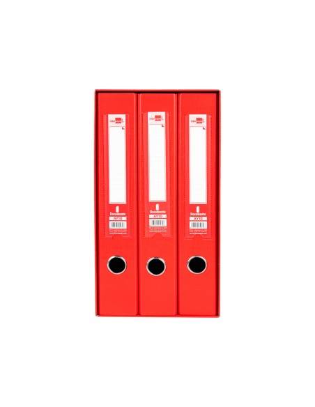 Modulo liderpapel 3 archivadores folio 2 anillas mixtas 40mm rojo