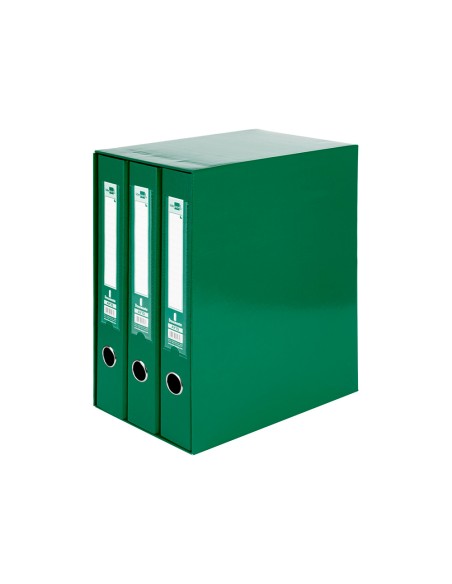 Modulo liderpapel 3 archivadores folio 2 anillas mixtas 40mm verde