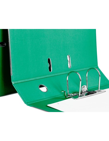 Archivador de palanca liderpapel folio documenta forrado pvc con rado lomo 75mm verde compresor metalico