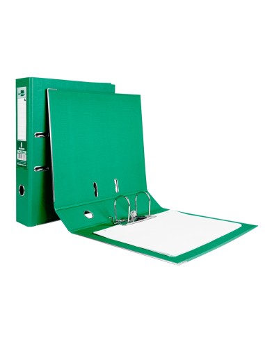 Archivador de palanca liderpapel folio documenta forrado pvc con rado lomo 75mm verde compresor metalico