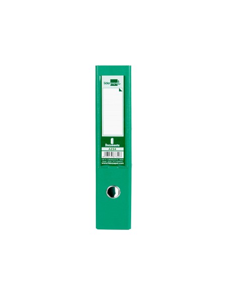 Archivador de palanca liderpapel folio documenta forrado pvc con rado lomo 75mm verde compresor metalico