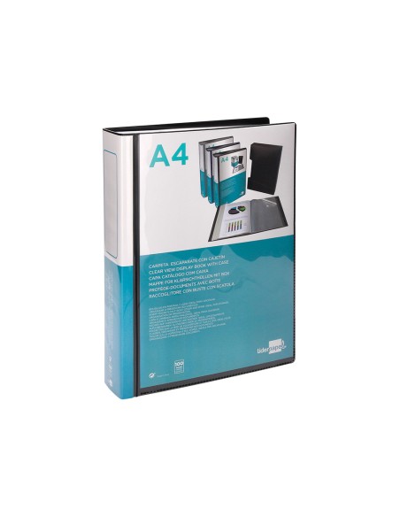 Carpeta liderpapel personaliza 37865 100 fundas polipropilenodin a4 negra con cajetin