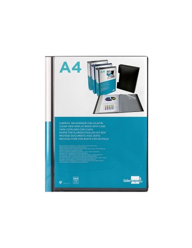 Carpeta liderpapel personaliza 37865 100 fundas polipropilenodin a4 negra con cajetin