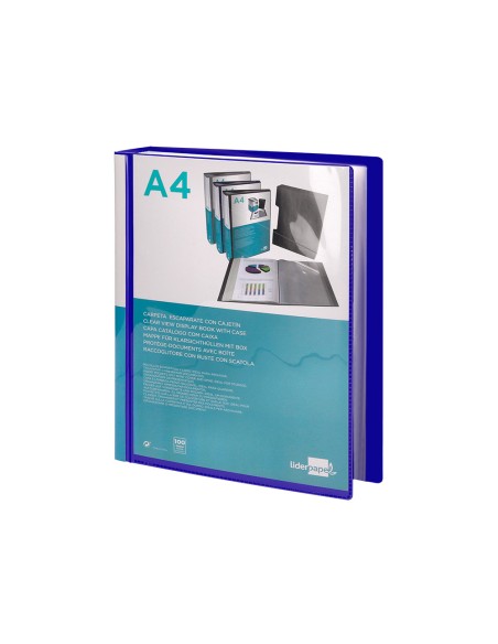 Carpeta liderpapel personaliza 37862 100 fundas polipropilenodin a4 azul con cajetin