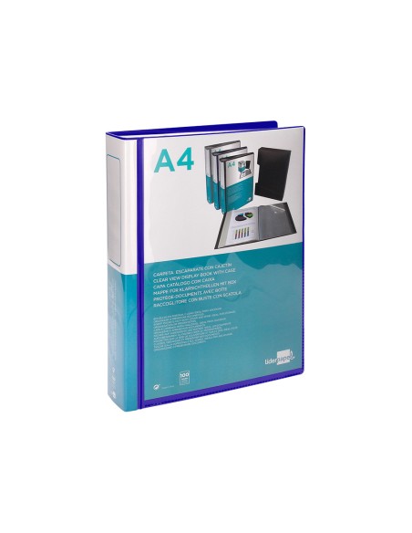 Carpeta liderpapel personaliza 37862 100 fundas polipropilenodin a4 azul con cajetin