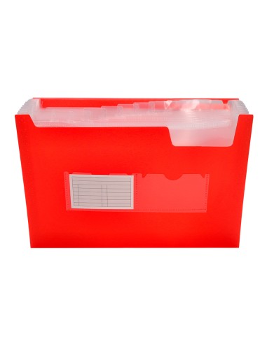 Carpeta liderpapel clasificador fuelle 32110 polipropileno din a4 roja transparente 13 departamentos