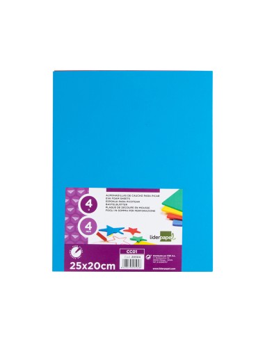 Caucho liderpapel 25x20 cm bolsa de 4 unidades colores surtidos