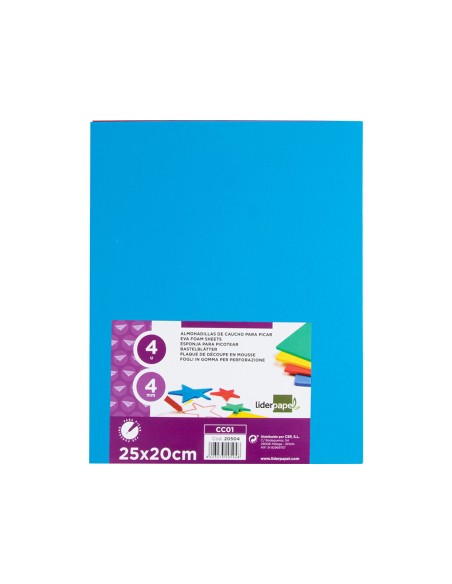 Caucho liderpapel 25x20 cm bolsa de 4 unidades colores surtidos