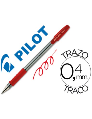 Boligrafo pilot bps gp rojo sujecion de caucho tinta base de aceite con capuchon