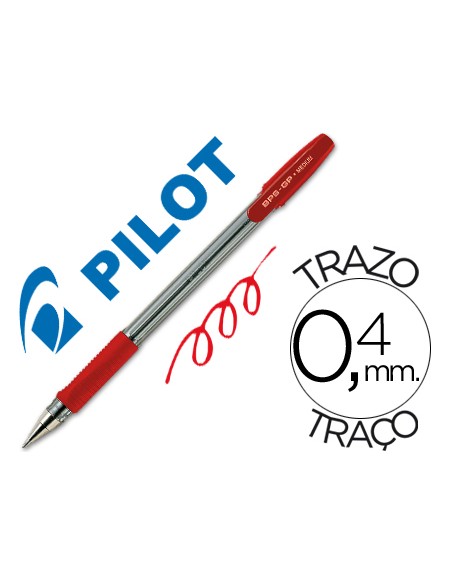 Boligrafo pilot bps gp rojo sujecion de caucho tinta base de aceite con capuchon