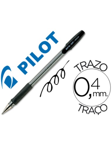 Boligrafo pilot bps gp negro sujecion de caucho tinta base de aceite con capuchon