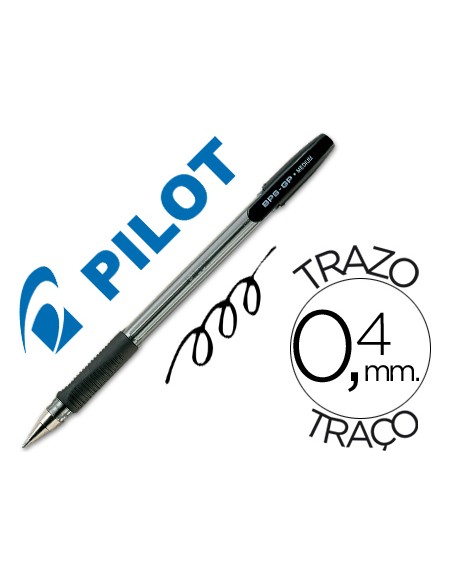 Boligrafo pilot bps gp negro sujecion de caucho tinta base de aceite con capuchon