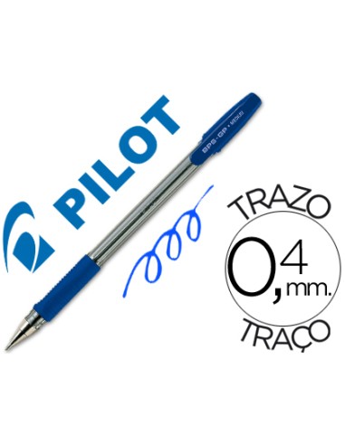 Boligrafo pilot bps gp azul sujecion de caucho tinta base de aceite con capuchon