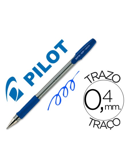 Boligrafo pilot bps gp azul sujecion de caucho tinta base de aceite con capuchon
