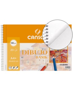 Bloc dibujo basik din a4 espiral 23 x 325 cm 20 hojas microperforado 2 taladros