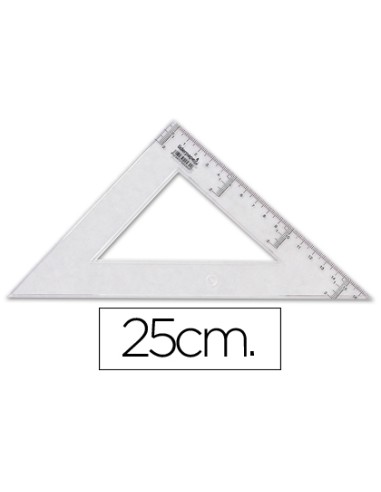 Escuadra liderpapel 25 cm plastico cristal