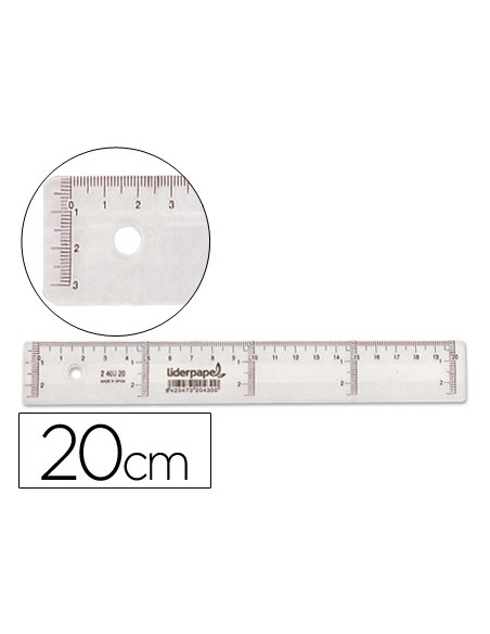 Regla liderpapel plastico cristal 20 cm