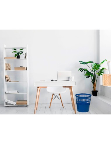 Papelera plastico q connect 15 litros rejilla color azul 285x290 mm