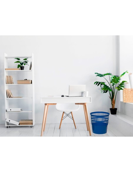 Papelera plastico q connect 15 litros rejilla color azul 285x290 mm