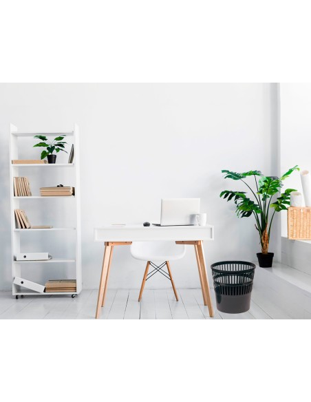 Papelera plastico q connect 15 litros rejilla color negro 285x290 mm