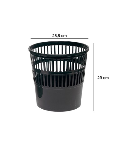 Papelera plastico q connect 15 litros rejilla color negro 285x290 mm
