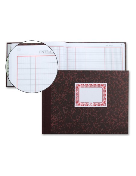 Libro cartone cuarto apaisado 100 hojas caja entrada y salida