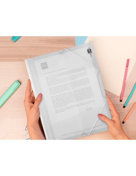 Carpeta liderpapel gomas solapas 34964 polipropileno din a4 transparente translucido