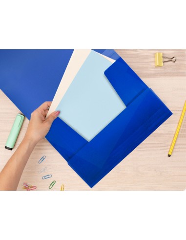 Carpeta liderpapel gomas solapas 34962 polipropileno din a4 azul translucido