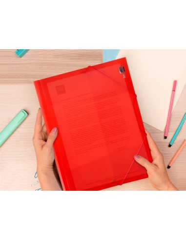 Carpeta liderpapel gomas solapas 34960 polipropileno din a4 rojo translucido