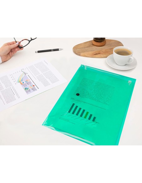 Carpeta liderpapel dossier broche 34043 polipropileno din a4 verde transparente 50 hojas