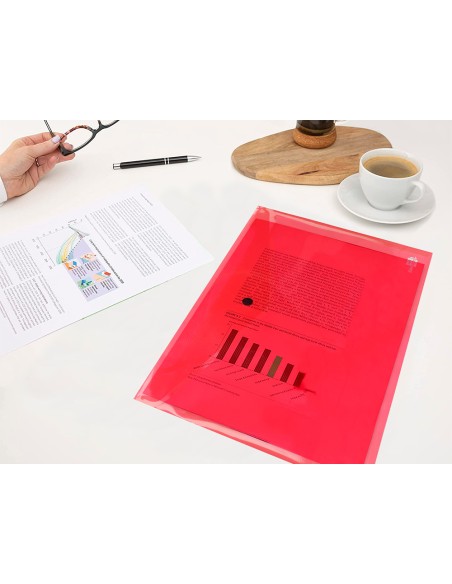 Carpeta liderpapel dossier broche 34040 polipropileno din a4 roja transparente 50 hojas