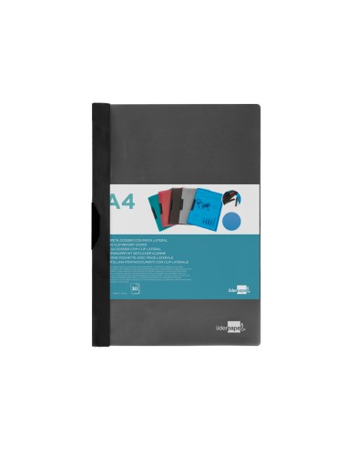 Carpeta liderpapel dossier pinza lateral 35365 polipropileno din a4 negra 30 hojas pinza deslizante