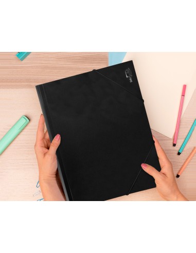 Carpeta liderpapel gomas solapas 38725 polipropileno din a4 negro opaco