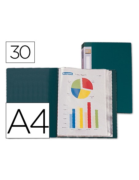 Carpeta liderpapel personaliza 37023 30 fundas polipropileno din a4 verde lomo personalizable